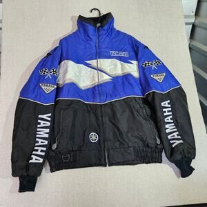 Vintage 90s Yamaha Racing Jacket Blue Nylon XL Made in Canada